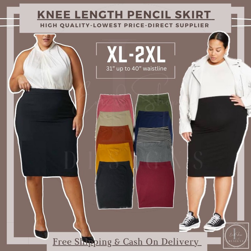 plus size fashion  pencil skirt black plus size designer