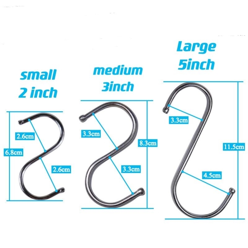 Large S Hook 5-Pack Stainless 4.5 inch, 11.5 cm For Hanging