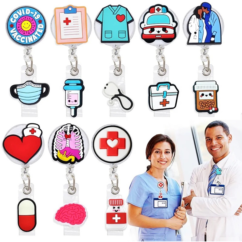 Medical Retractable Stretchable ID Clip Reel Badge for Nurses, Students,  Workers, Doctors, Employees