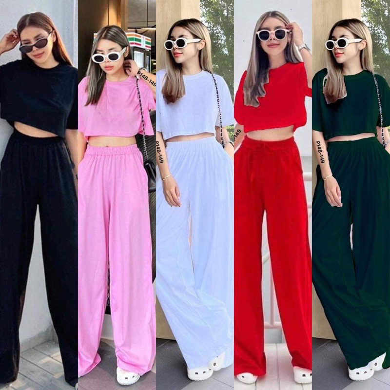 Baggy pants with crop top hot sale