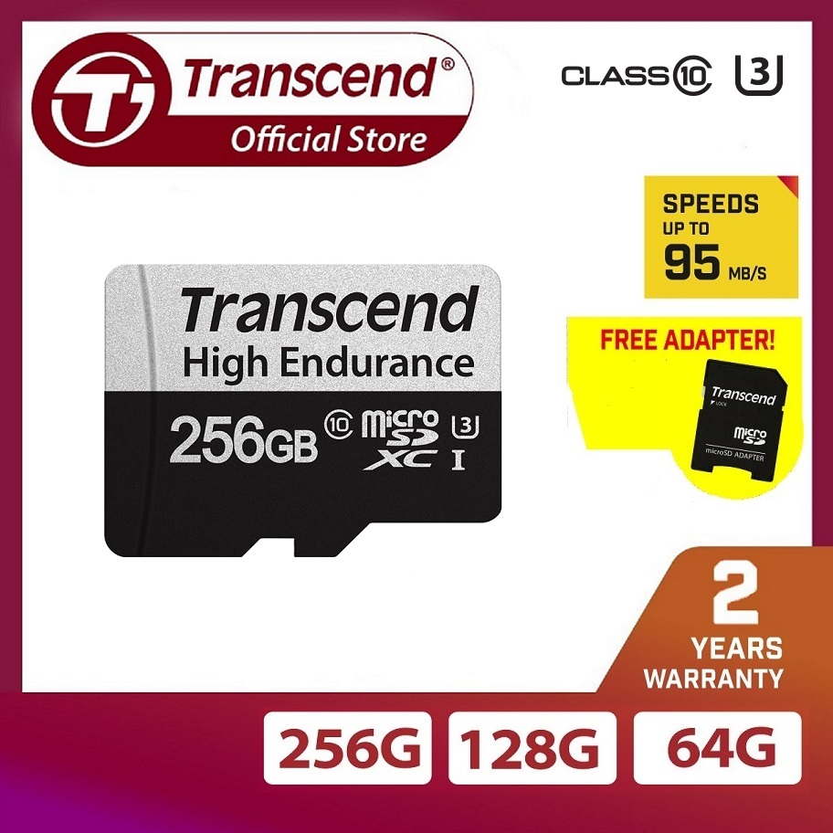 MICRO SD MEMORY - TRANSCEND 256GB W/ADAPTER(5y)