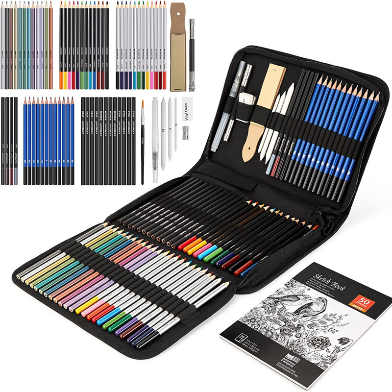 Sketching and Drawing Pencils Set, 37-Piece Professional Sketch Pencils Set  in Zipper Carry Case, Drawing Kit Art Supplies with Graphite Charcoal