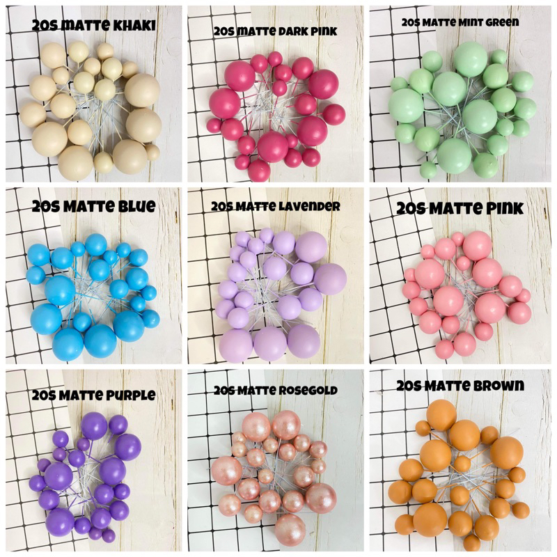 Cake Ball Toppers, Pink Gold Rose Gold Cake Decorations 20pcs 