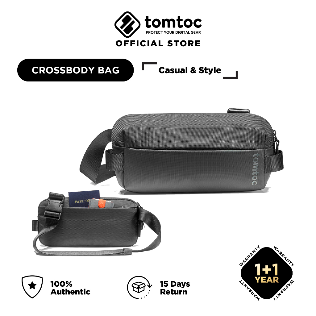 tomtoc Compact EDC Sling Bag Minimalist Chest Shoulder Backpack Crossbody  Bag for Men and Women Lightweight