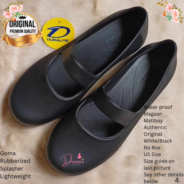 B1 Duralite Sophia Splasher Black Shoes White Shoes School Rubber