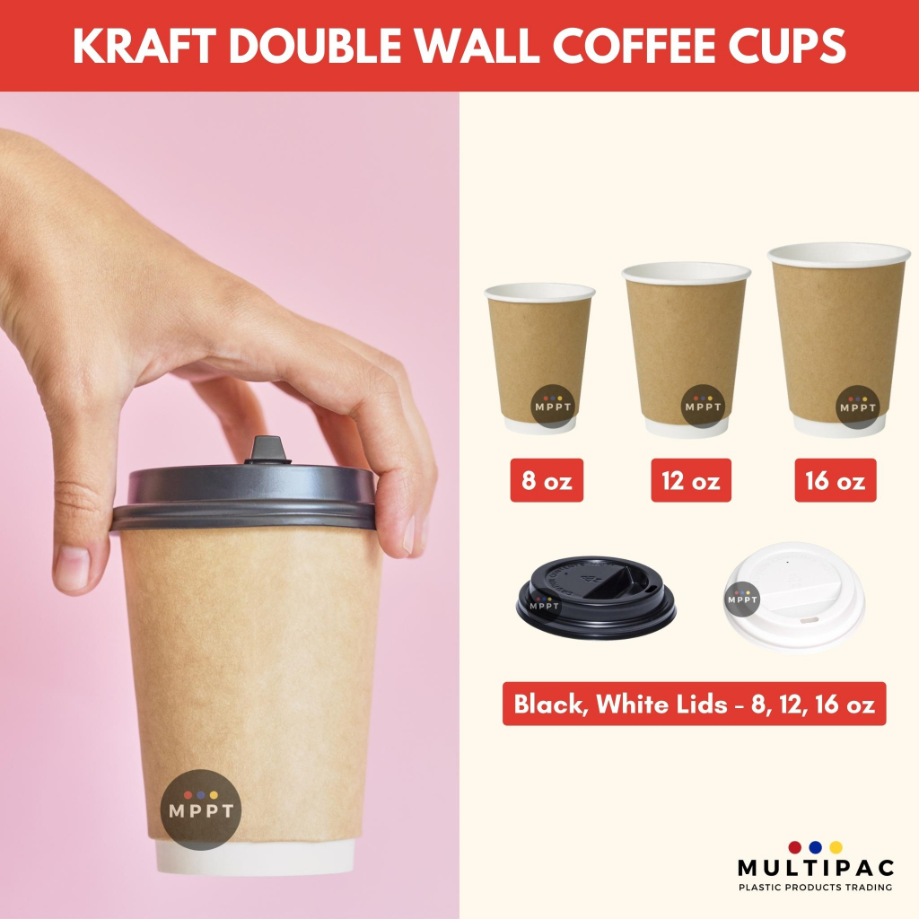 Double-Wall Paper Cups - 12 oz, White