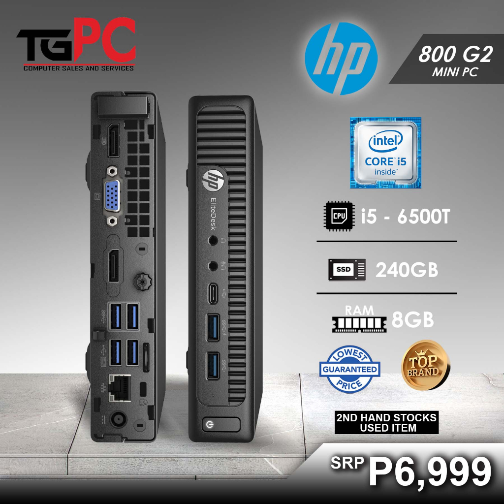 HP EliteDesk 800 35W G2 Desktop Mini PC i5-6500T, 8gb RAM, 240gb