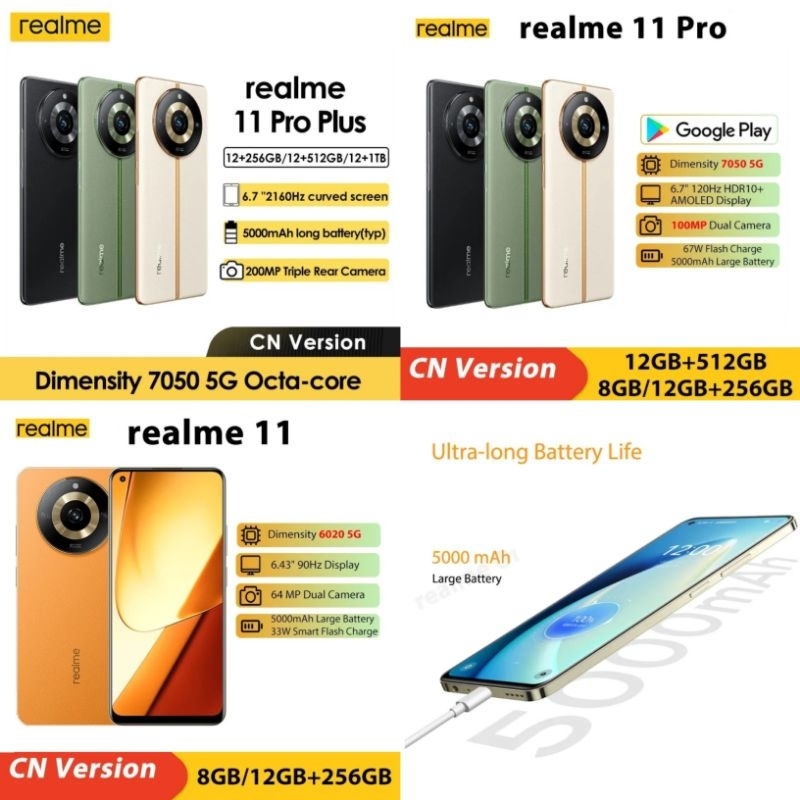 Realme 11 series Pro / Pro+ 5G Smartphone No COD