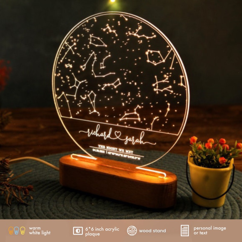 Personalized Star Map by Date Plaque-Custom Star Map Night Light