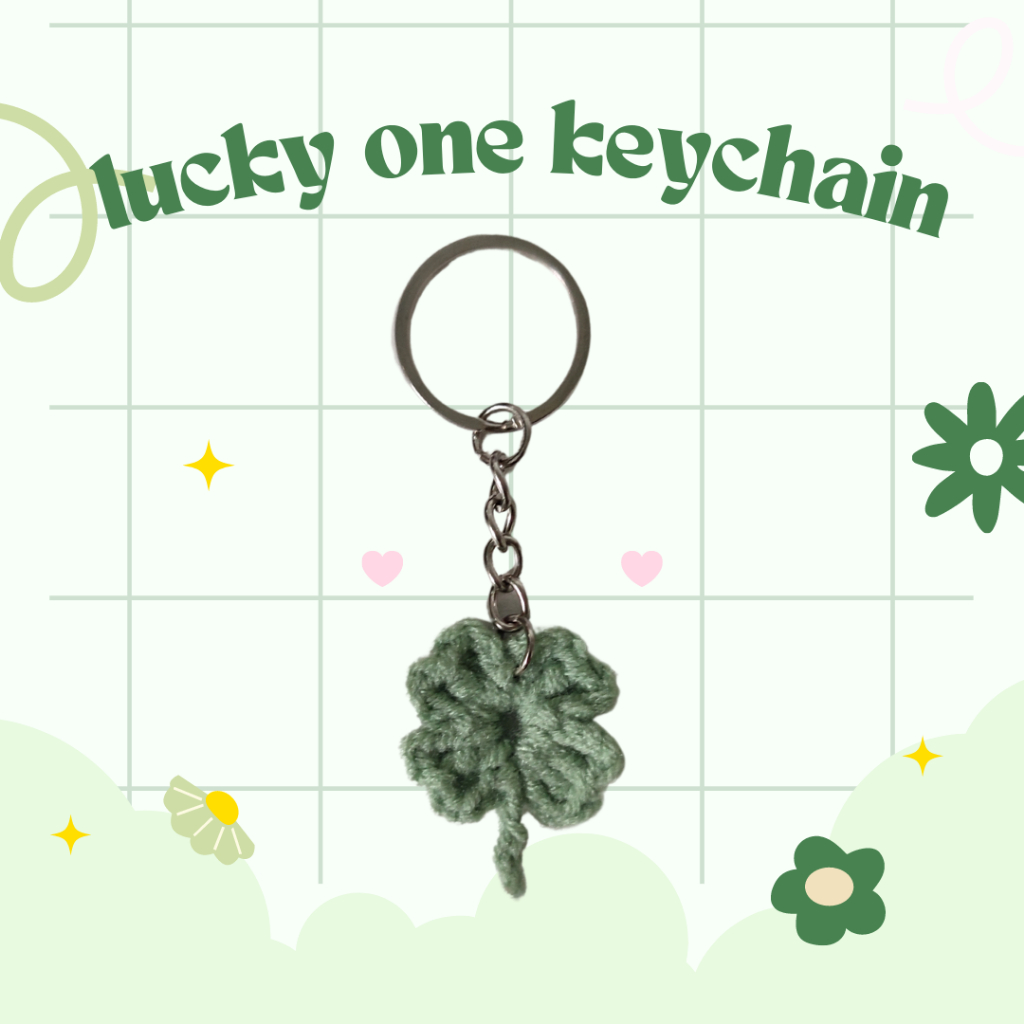 Crochet Four Leaf Clover Keychain