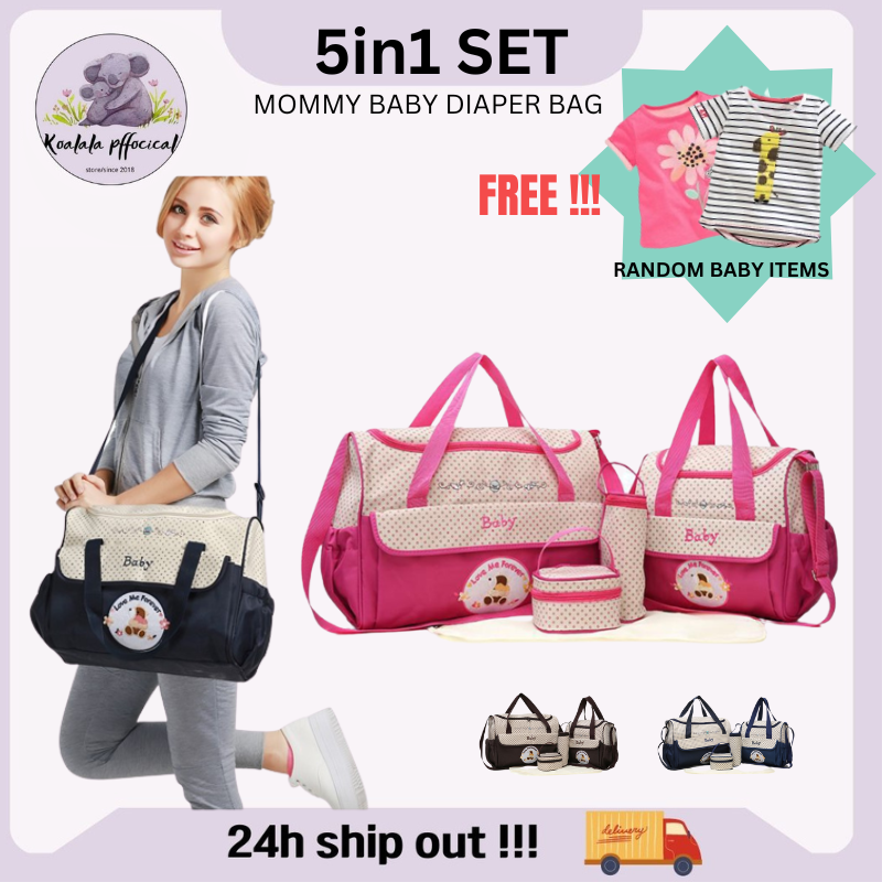 MOMMY BAG BIG PINK FUNCTIONAL LARGE BABY DIAPER TRAVEL BAG FOR BABY CARE NEW