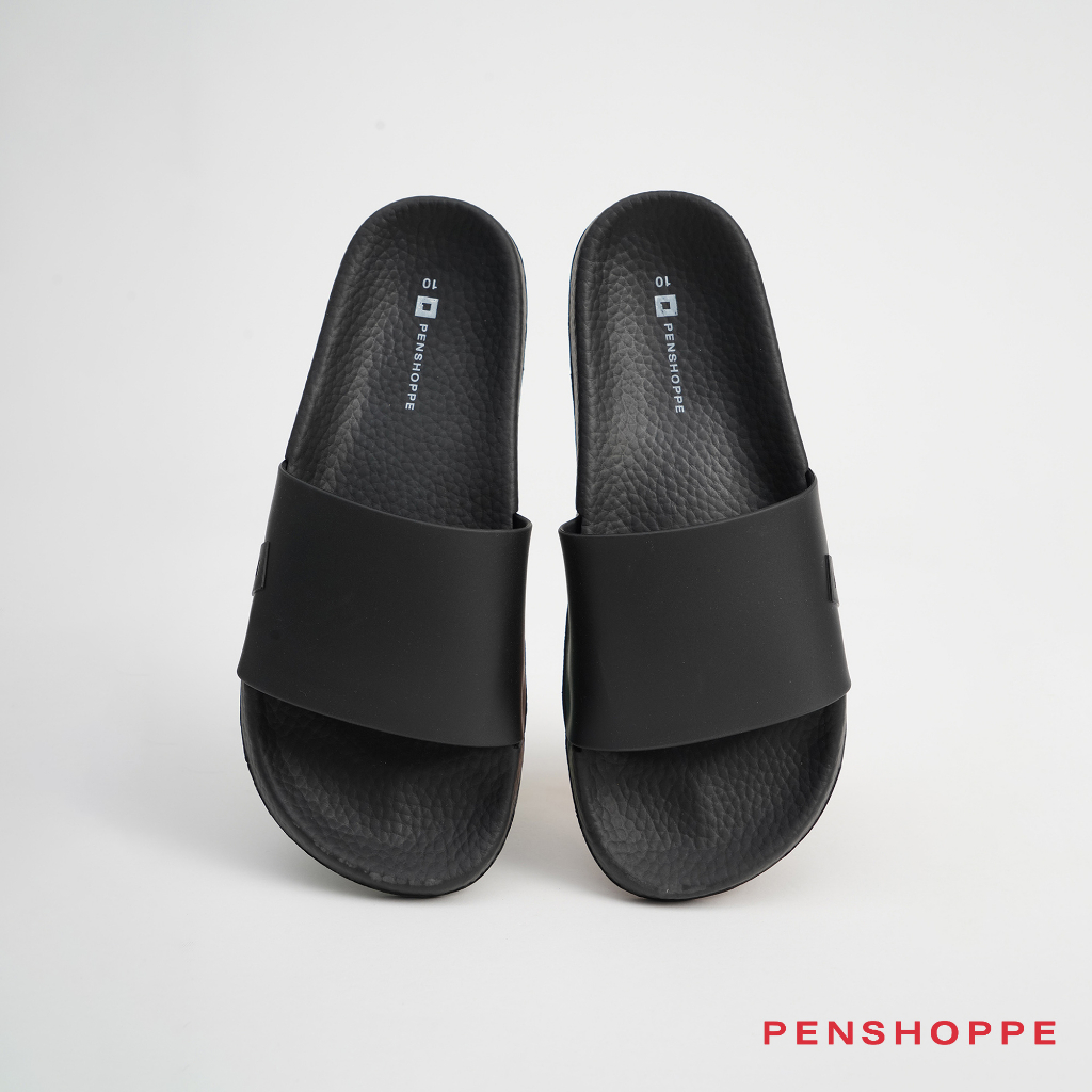 Penshoppe Unisex All Day Rubber Slides Slippers Black Mauve Off