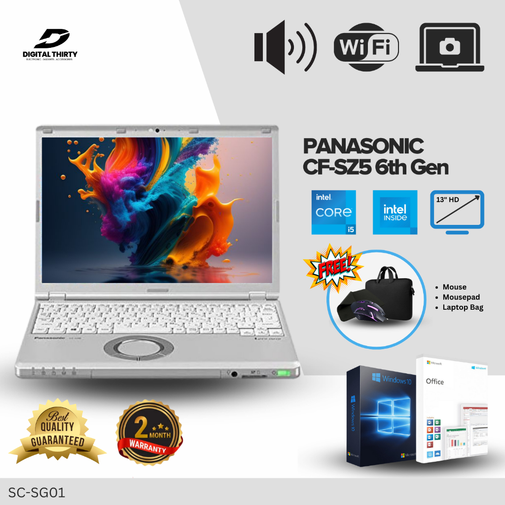 Laptop Panasonic CF-SZ5 i5-6200U 2.80GHz Max Turbo 4GB RAM 128GB SSD 12.1