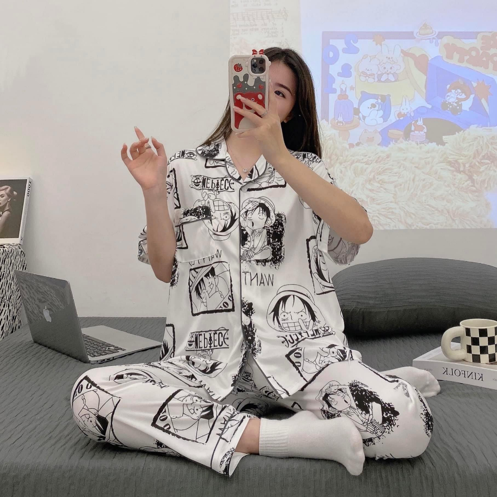 WAN】Korean Pajamas Cotton Cute Sleepwear Terno Sleepwear Set For Women