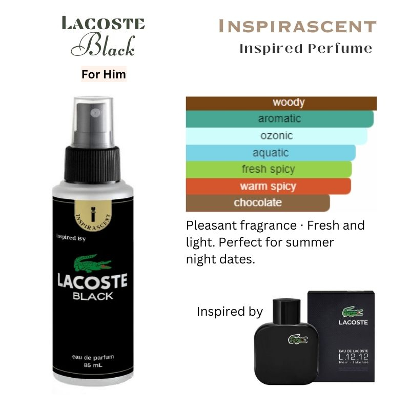 LACOST BLACK Long lasting Inspired Perfume 85 mL