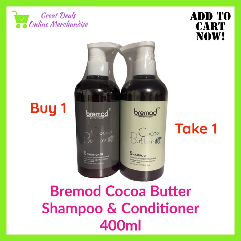 Buy1Take1) BREMOD Cocoa Butter Shampoo & Conditioner 400ml