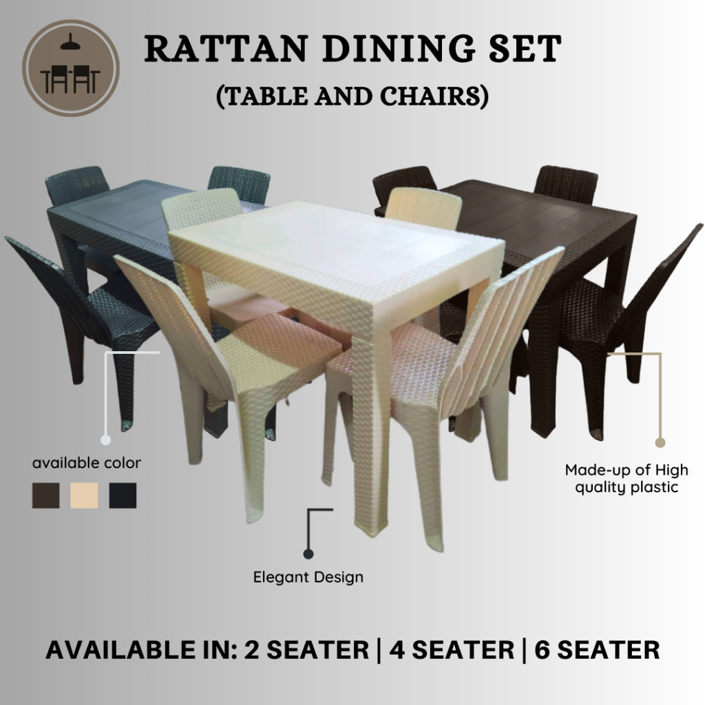 Plastic rattan 2024 dining set