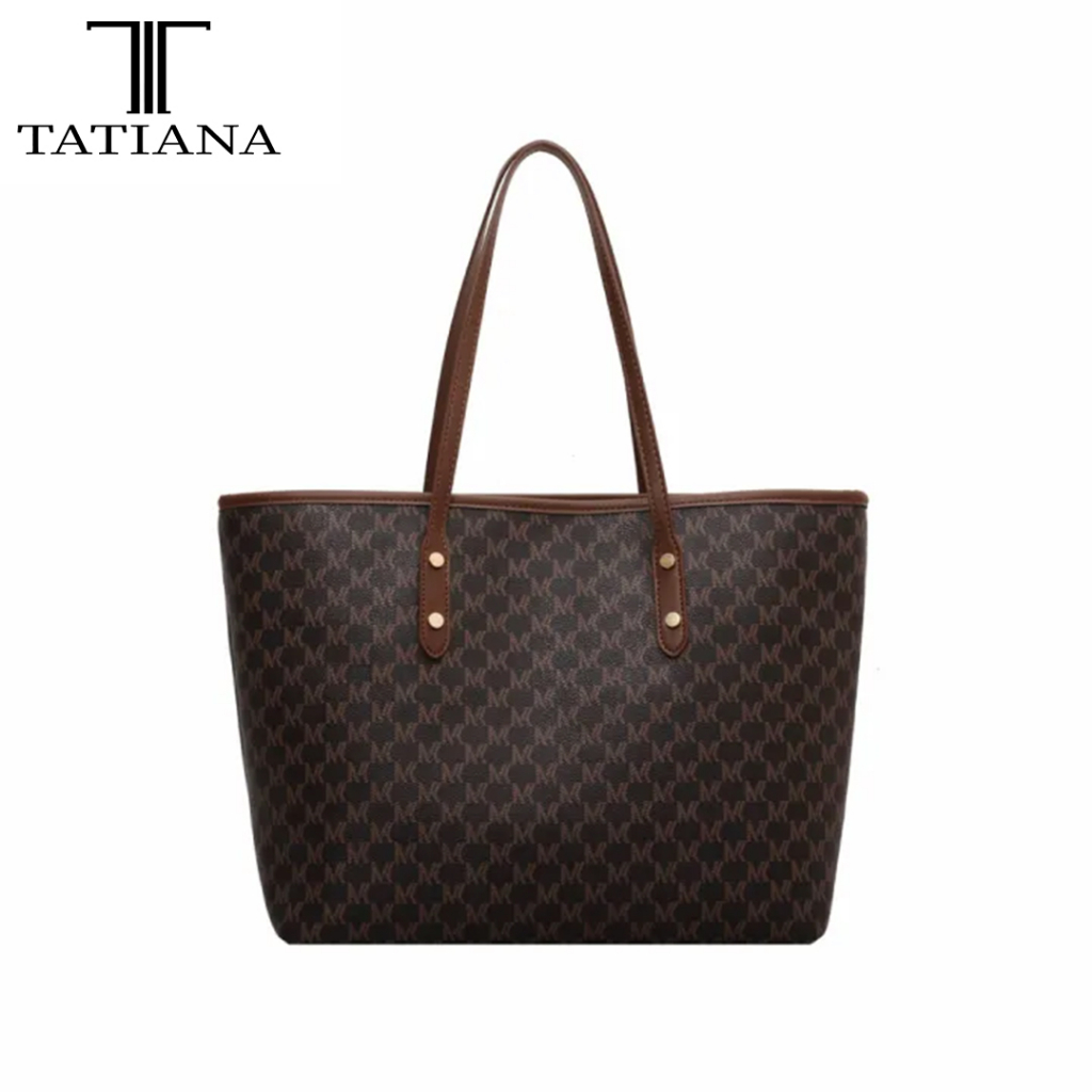 Tatiana large logo and leather sales shoulder bag