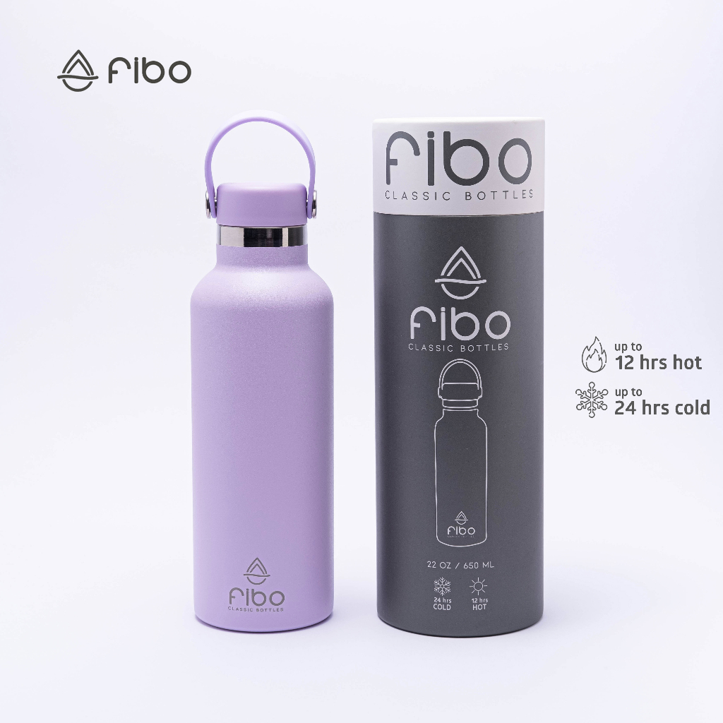 Fibo Classic Bottles 22oz Insulated Stainless Steel Drinking Water Bottle  Light Lavender 650ml