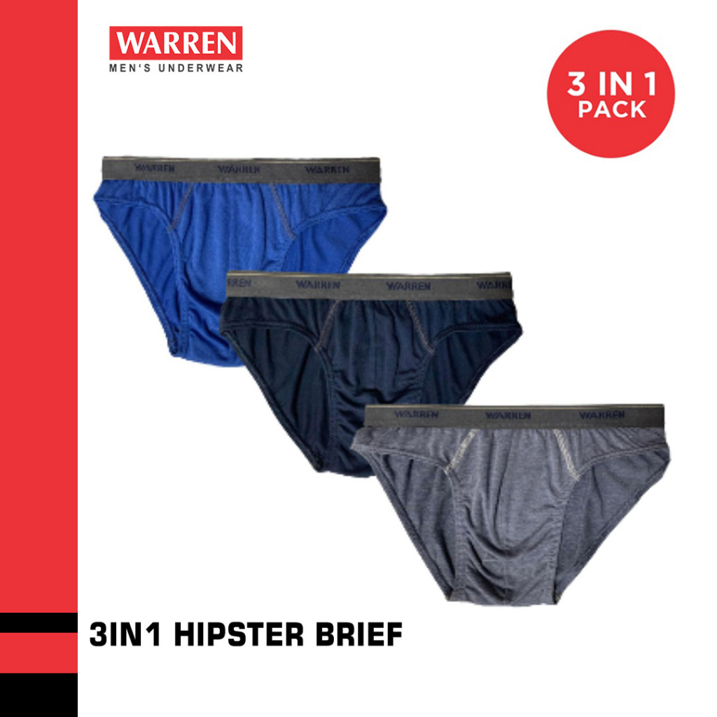 Warren Underwear 3pcs Hipster Brief (Marine Blue, Ink Blue and