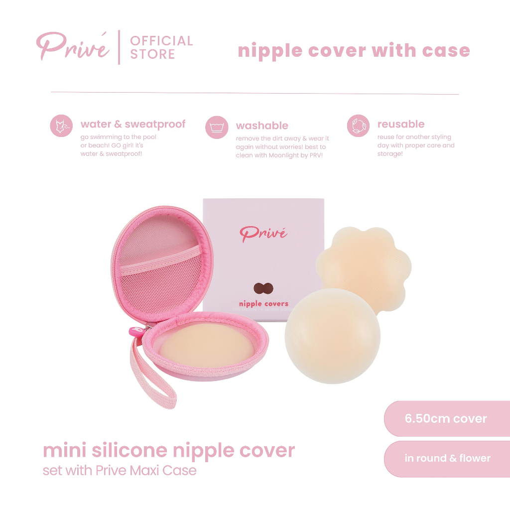 PRIVE Re-usable Silicone Nipple Cover with Protective Case Mini Silicone  Nipple Pasties Washable