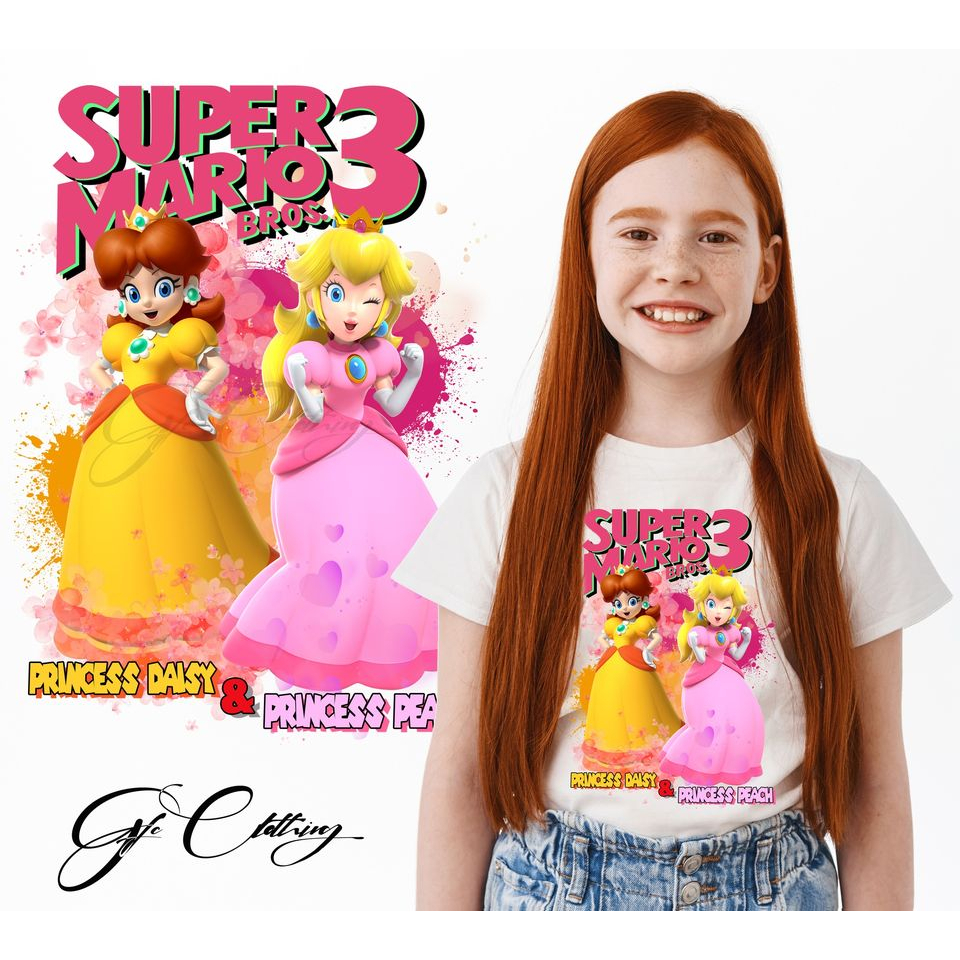 PRINCESS DAISY AND PEACH FROM SUPER MARIO THE MOVIE KIDS T-SHIRT FOR GIRLS  | Shopee Philippines