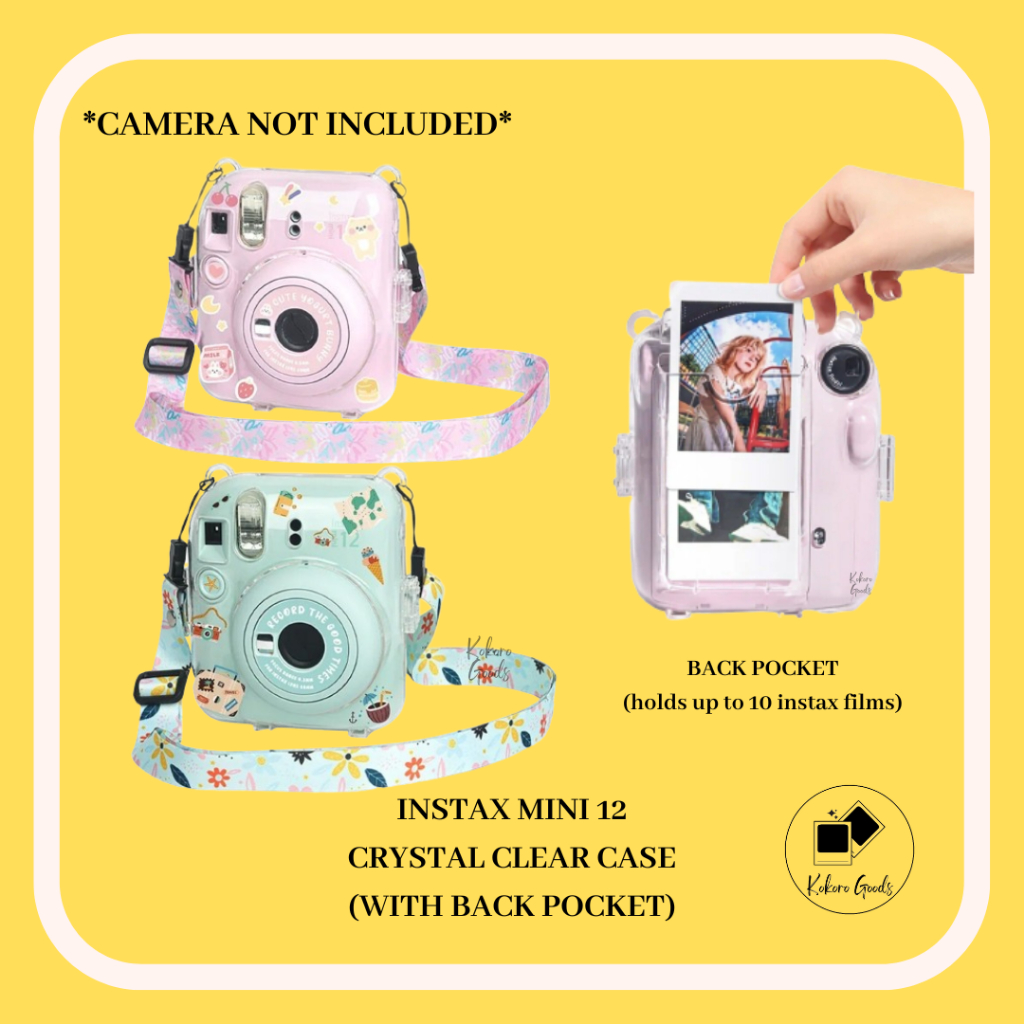 Clear Case for Fujifilm Instax Mini 12 Camera Cover Film Pocket Accessory  Strap