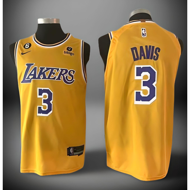 Yellow Los Angeles Lakers #3 Anthony Davis bibigo Stitched
