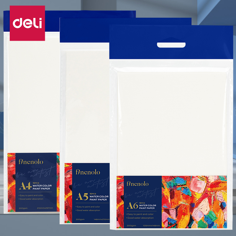 Deli Fine Watercolor Paper A3/A4/A5/A6 16 Sheets for Water Color Drawing  School Office Art Supplies - AliExpress