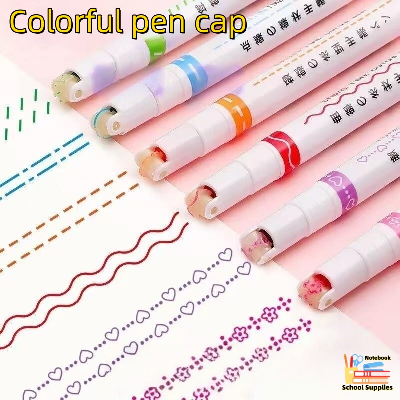 6PCS Colored Curve Pens for Note Taking, Tip Pens with 6 Different Curve  Shapes & 6 Colors, Curve Highlighter Pen Set for Kids Journaling Note Taking  Supplies 