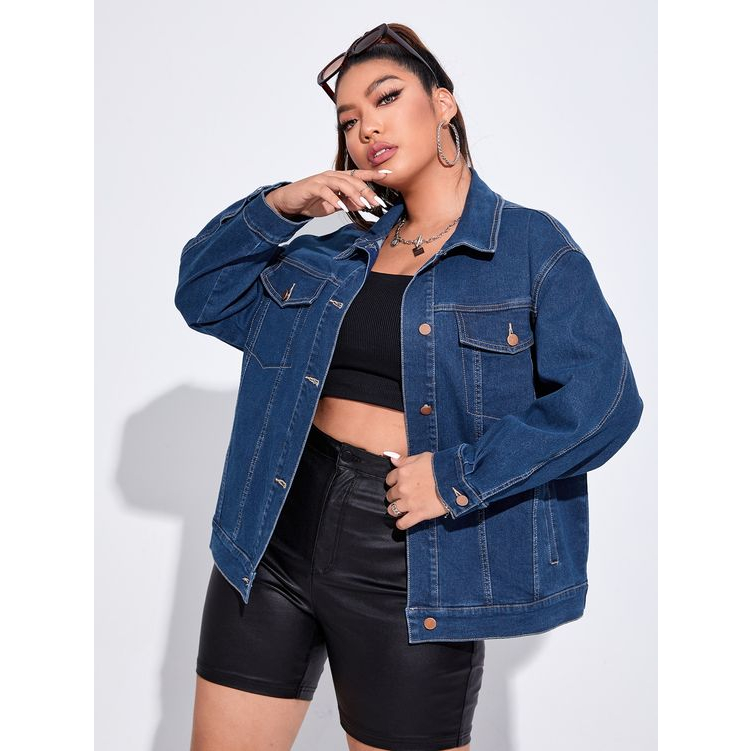 Off shoulder jean deals jacket plus size