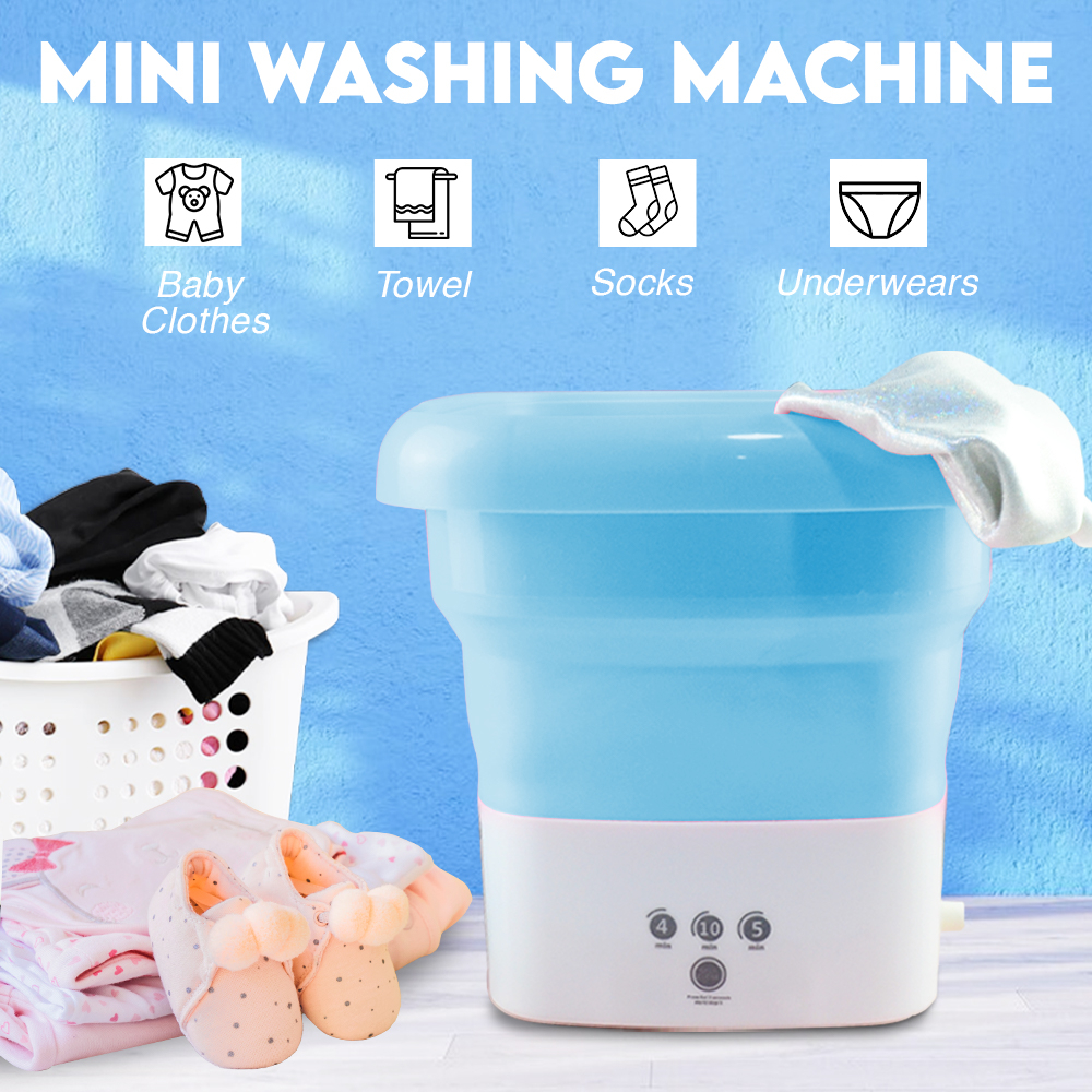 MINANOV Mini Portable Washing Machine - Automatic Foldable Washing machine  with Blue Light- For Underwear, Socks, Baby Clothes, Towels - Collapsible