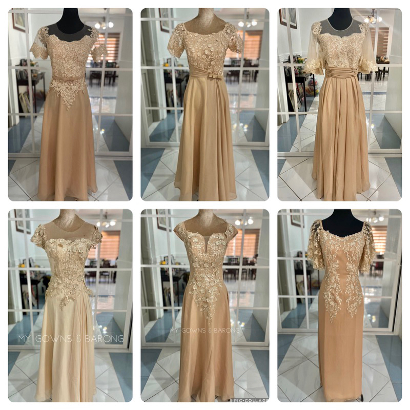 Beige gown for ninang hotsell