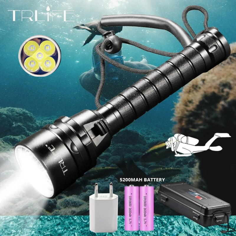 LED Waterproof Rechargeable Flashlight Scuba Diving Shopee