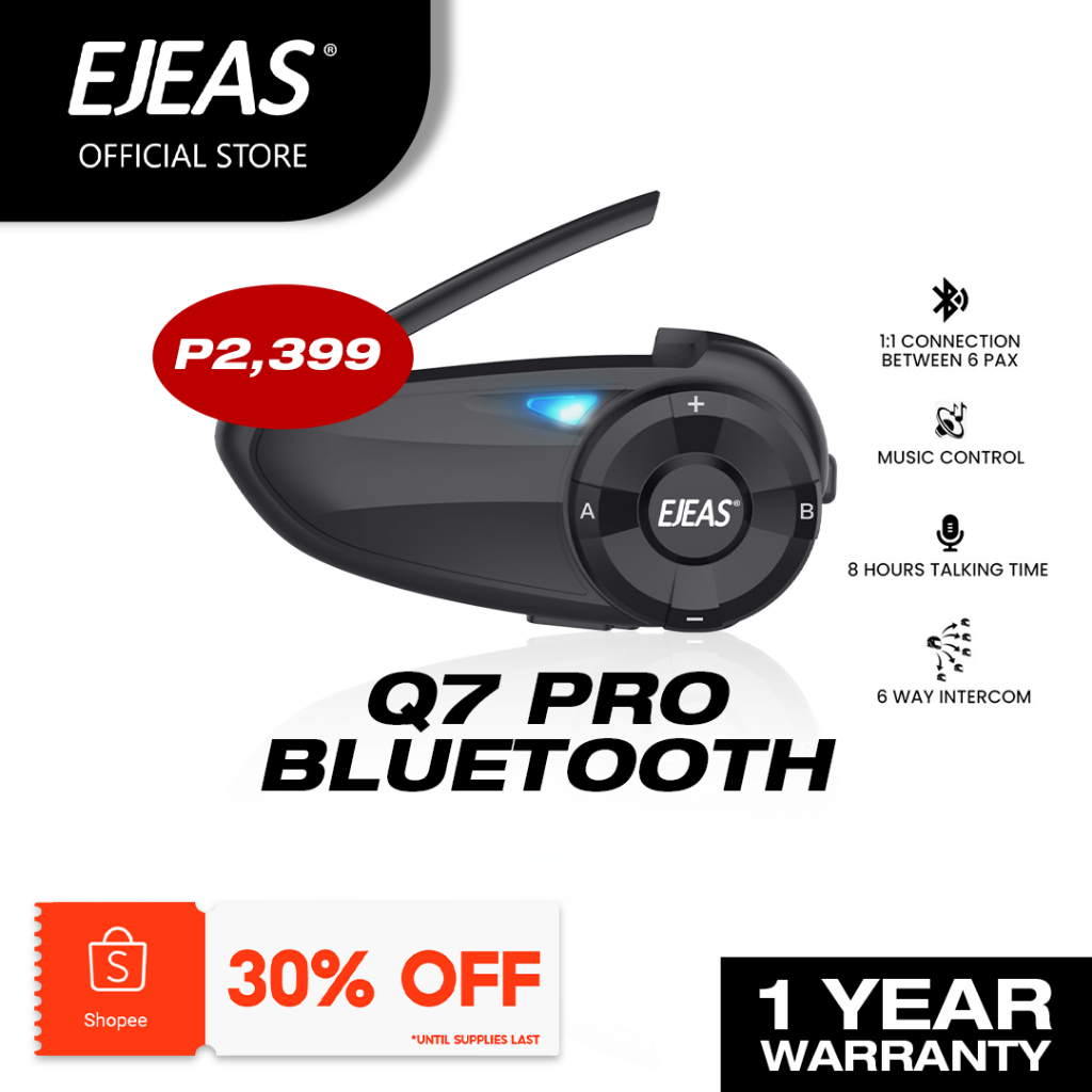 EJEAS Q7 Bluetooth 5.0 Motorcycle Intercom Helmet Headset 7 Riders