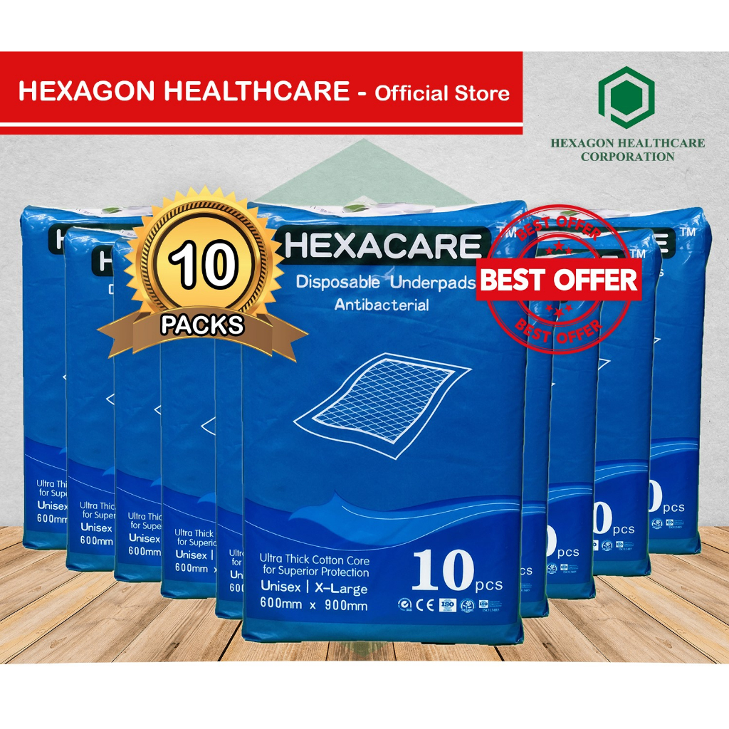 Disposable Underpads (Hexacare) Antibacterial Ultra Thick Cotton