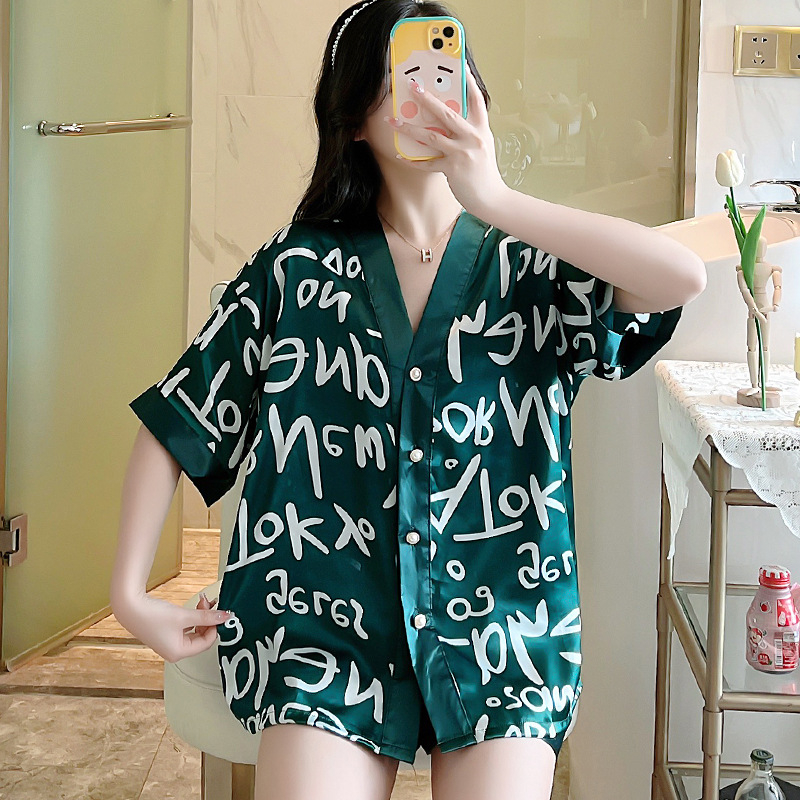 Korean silk short sleeve plain comfortable terno pajamas/sleepwear