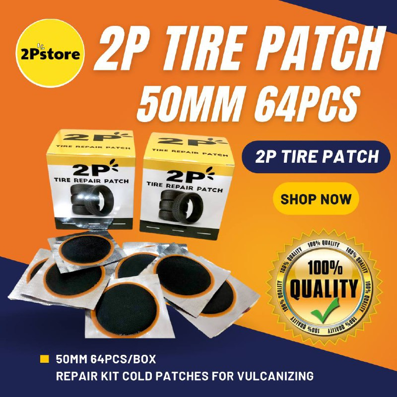 Tire patch 50mm, 2P vulcanizing repair patches kit and tools for tubeless  and tube type tires