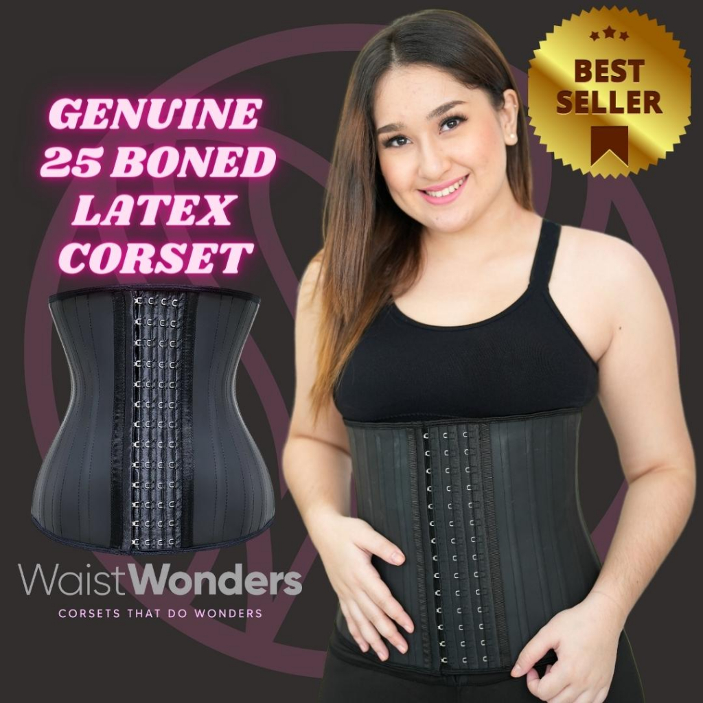 9 Boned Latex Waist Trainer Body Shaper Slimming Corset Body Trimmer Corset  in Black