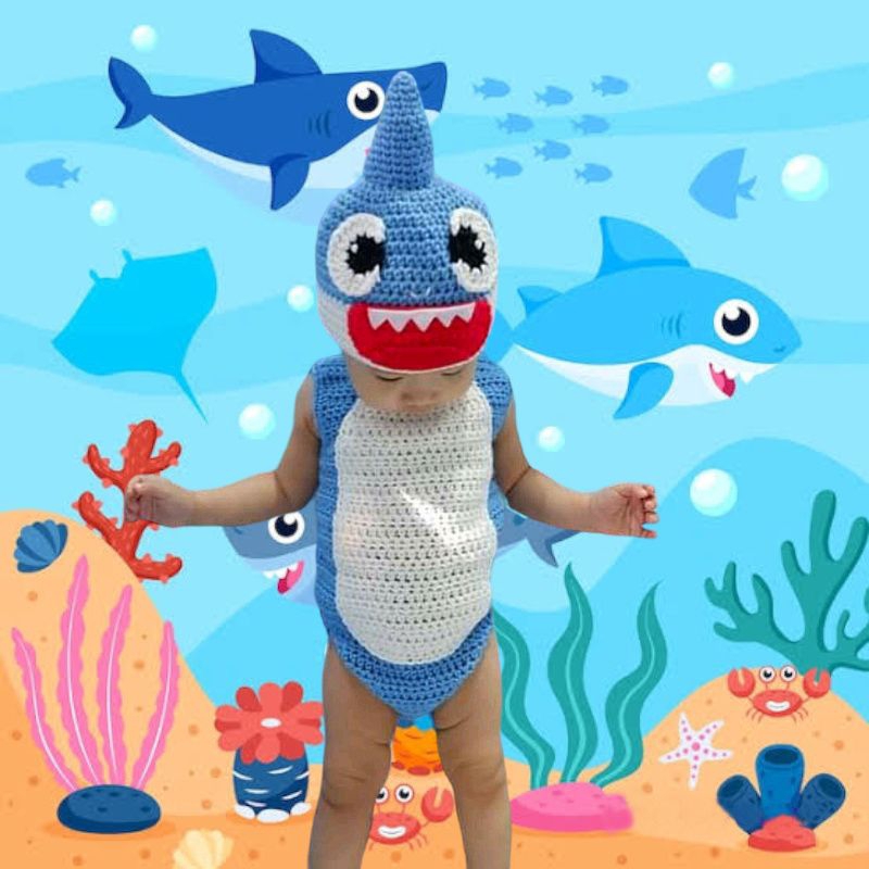 Crochet Baby Shark costume