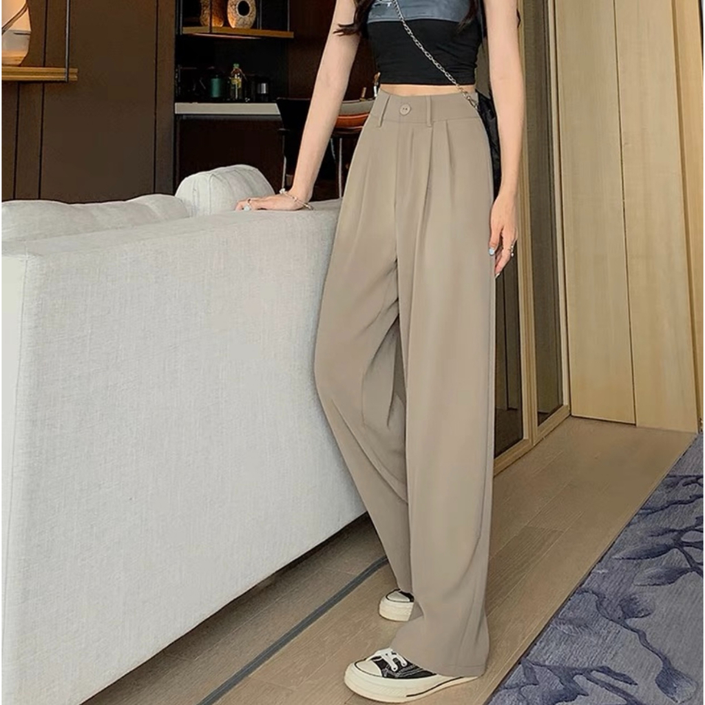 Plain Wide leg pants for women fashion casual formal high waist