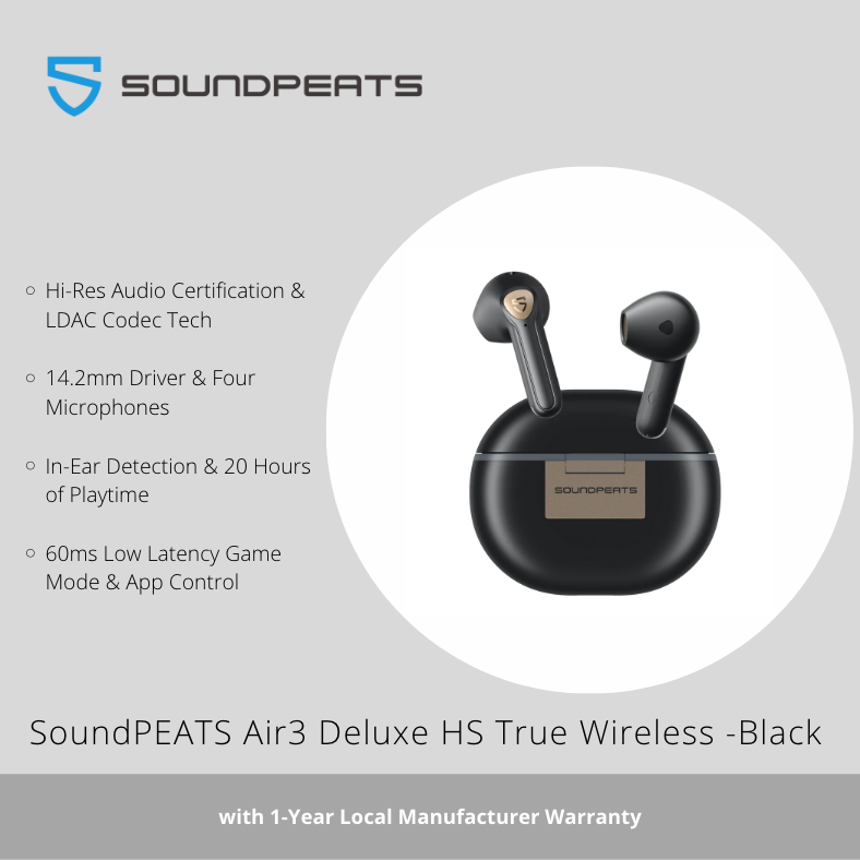 SoundPEATS True Wireless Earbuds, Air3 Deluxe HS Bluetooth 5.3 Headphones  with 14.2mm Driver, 4 Mic Hi-Res Audio Wireless Ear Buds, IPX4 Waterproof