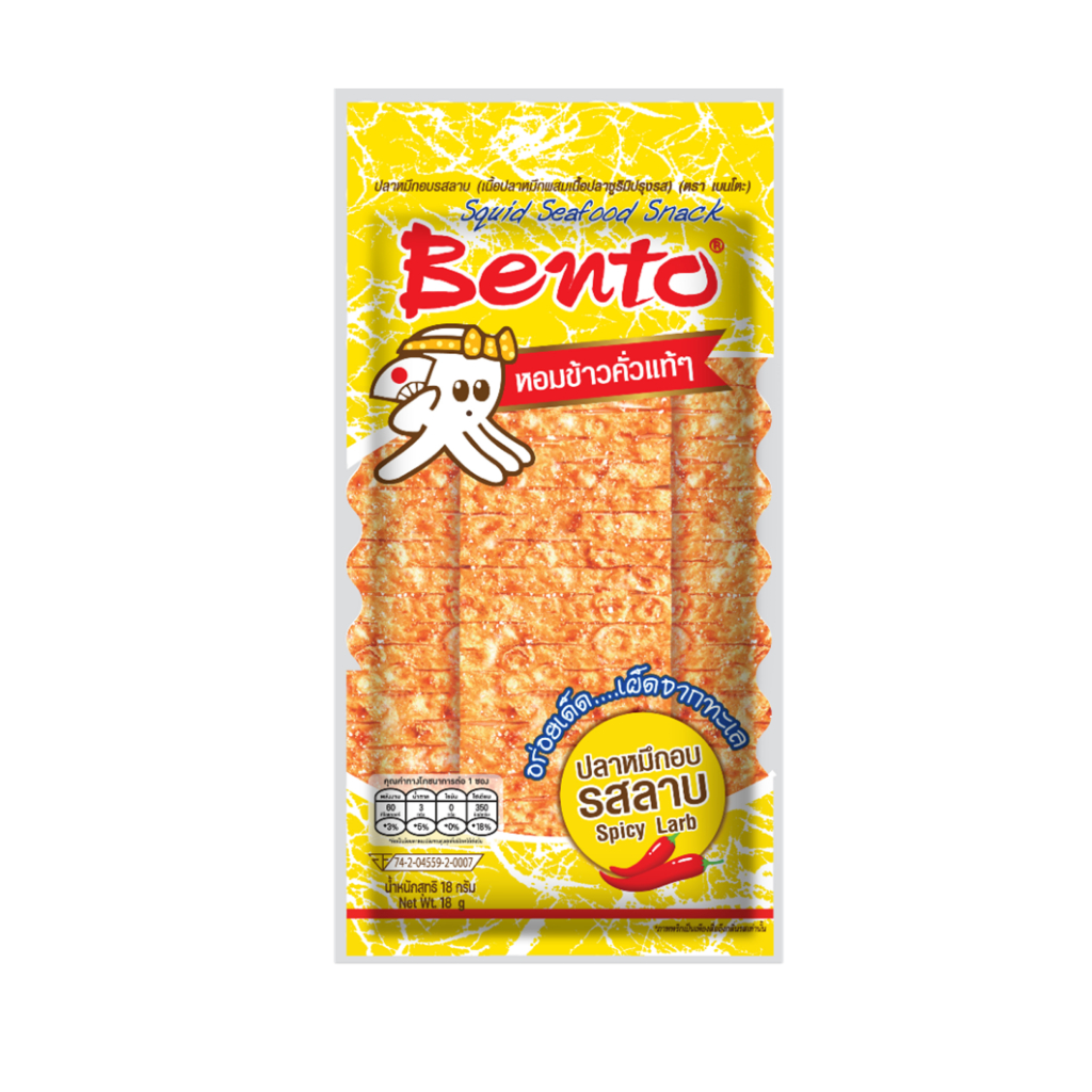 BENTO Squid Seafood Snack Spicy Larb Flavor 18 g. JUMBO Pack 12 for sale  online