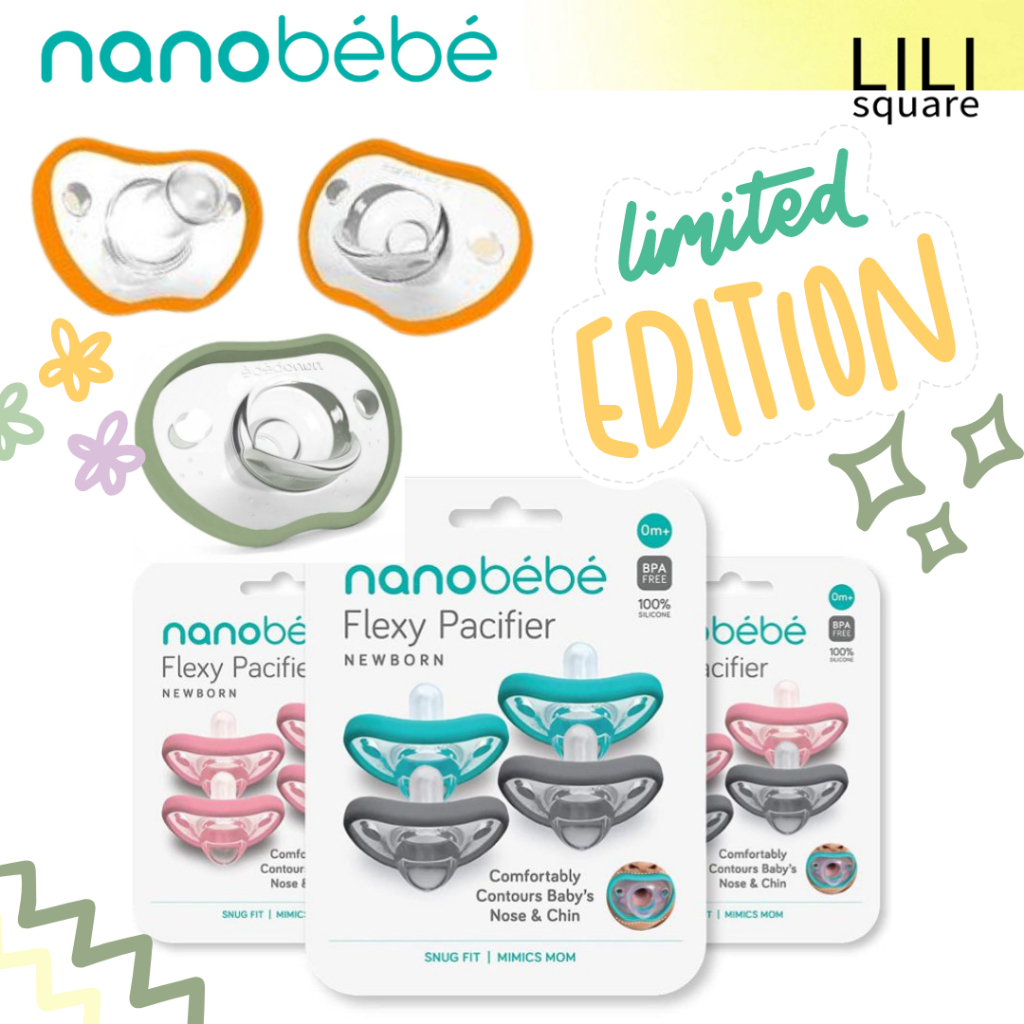 Nanobebe - 4Pk Black & Gray Flexy Active Baby Pacifiers 4/36M