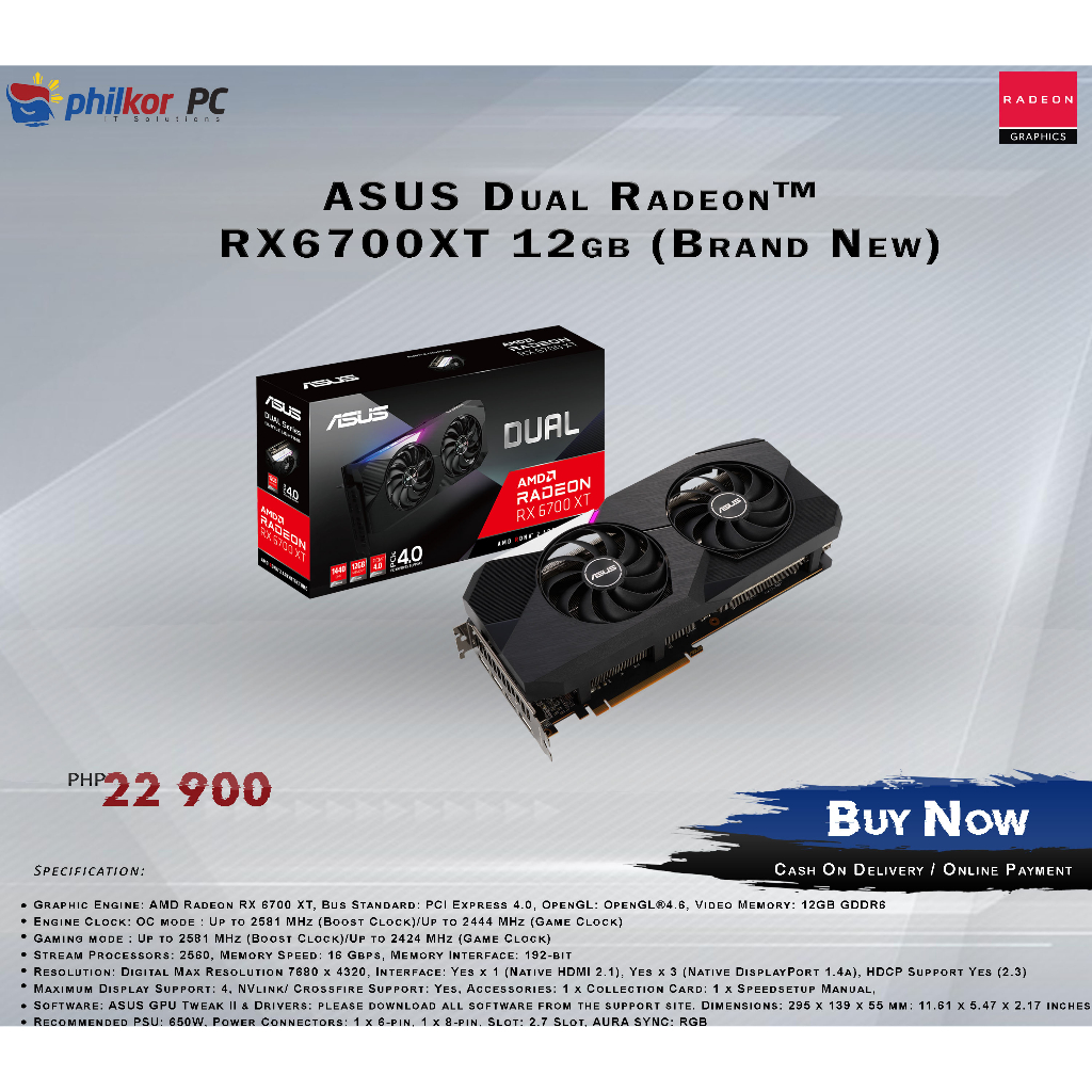 ASUS DUAL 6700xt 12gb Brand new, AORUS GeForce RTX™ 3050 ELITE 8G, Asus  6700xt brand new, Galax 2060 Shopee Philippines