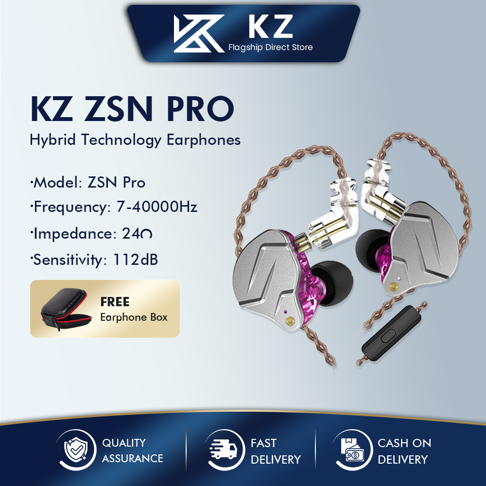 KZ ZSN Pro Metal Earphones 1BA 1DD Hybrid HIFI Bass Headset In Ear