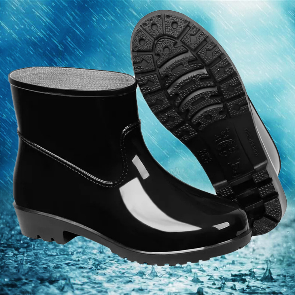 Mens low store cut rubber boots