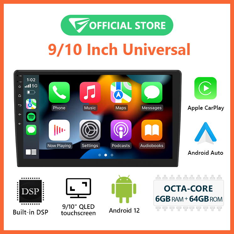 Android 10 Universal Double Din Car Stereo with Wireless CarPlay Q04PRO