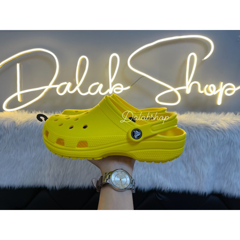 Crocs with fur yellow sales