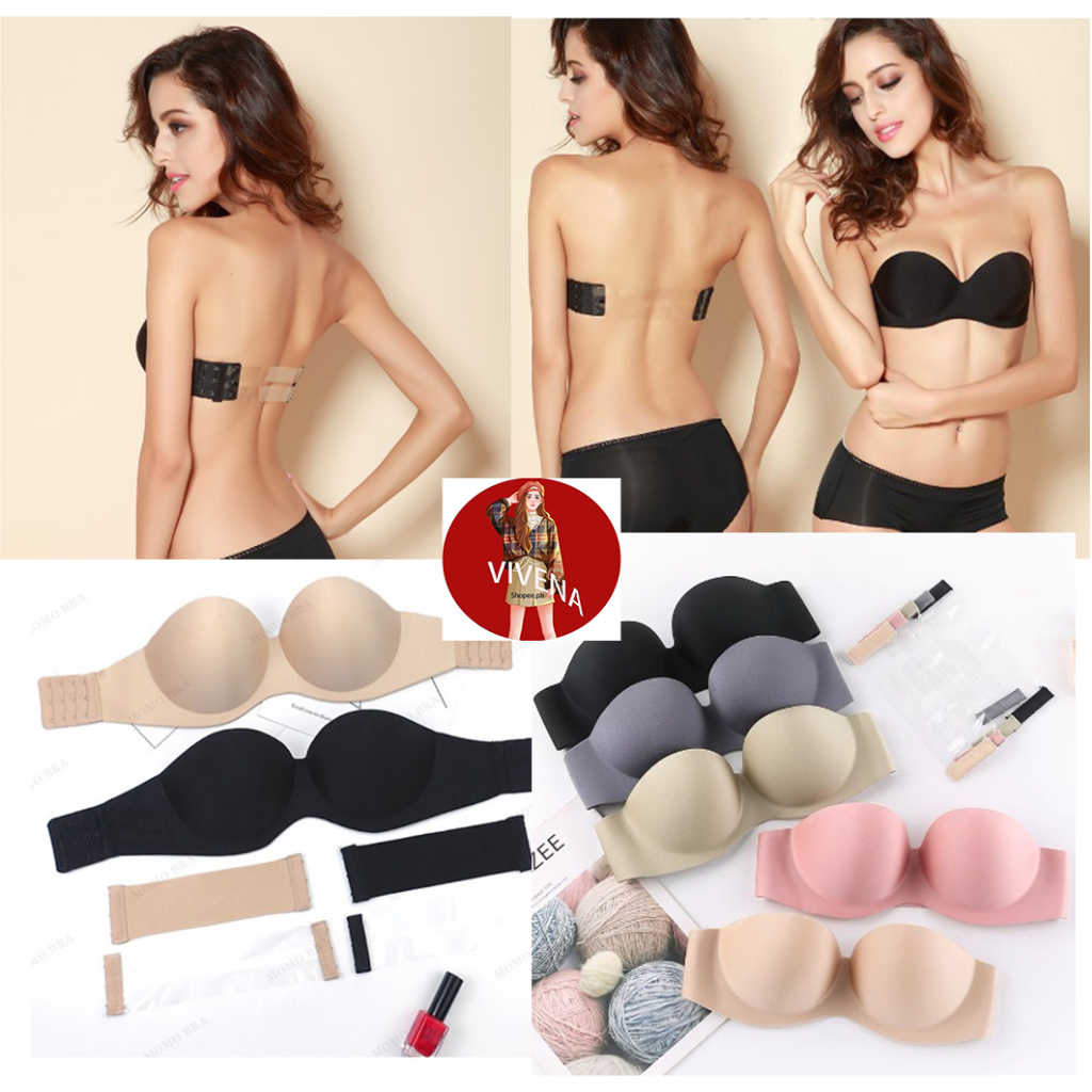 VIVENA New Push Up Bra Strapless Seamless Bras 1/2 Cup Back Band Wedding  backless invisible Bras#682